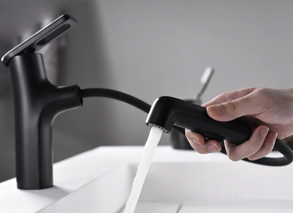 Pull-Out Faucet In Black Smooth Finish