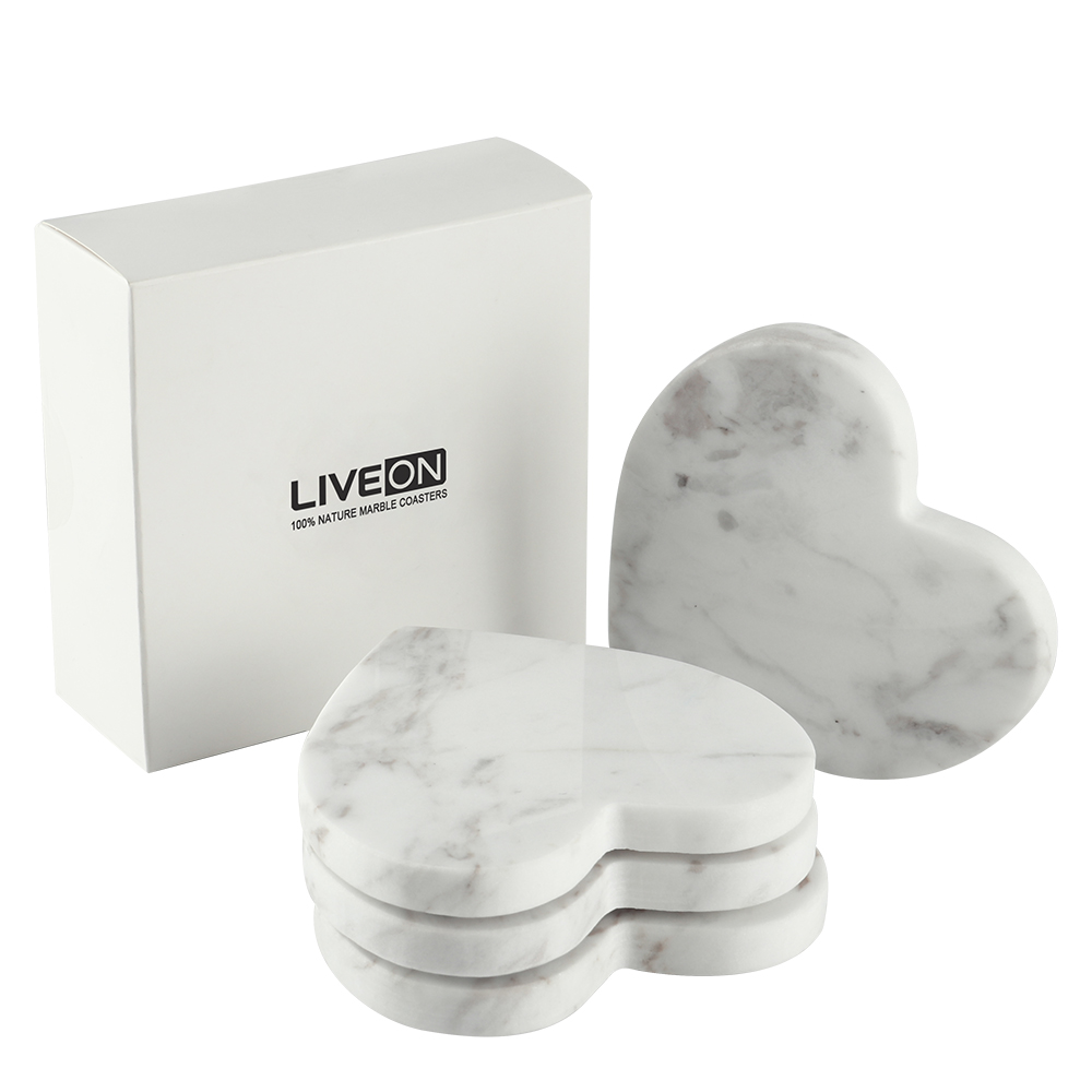 4 pcs marble coaster set with elegant box