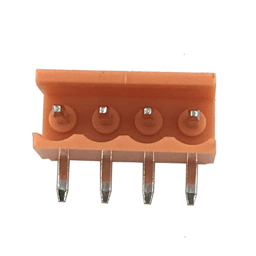 Connettore terminale arancione a 4 pin per montaggio su PCB con passo da 3,96 mm