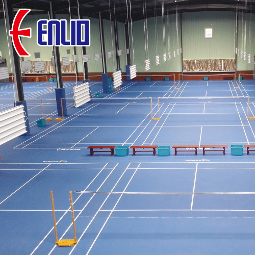 Suelo deportivo de bádminton azul cristal arena Enlio