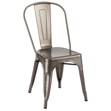 Cadeira de aço transparente com revestimento em pó de metal Tolix