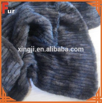 Hand knitted natural mink fur blanket