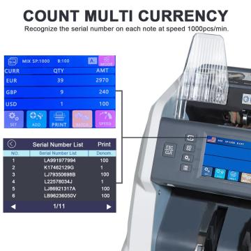 Machine de comptage de valeurs multi-devises