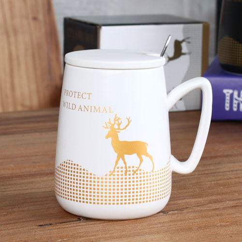 white deer coffee mug