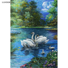 Moden Flowers and Birds Pattern Glass Mosaic Murals: Unique Landers Stone Wall Decor Ideas
