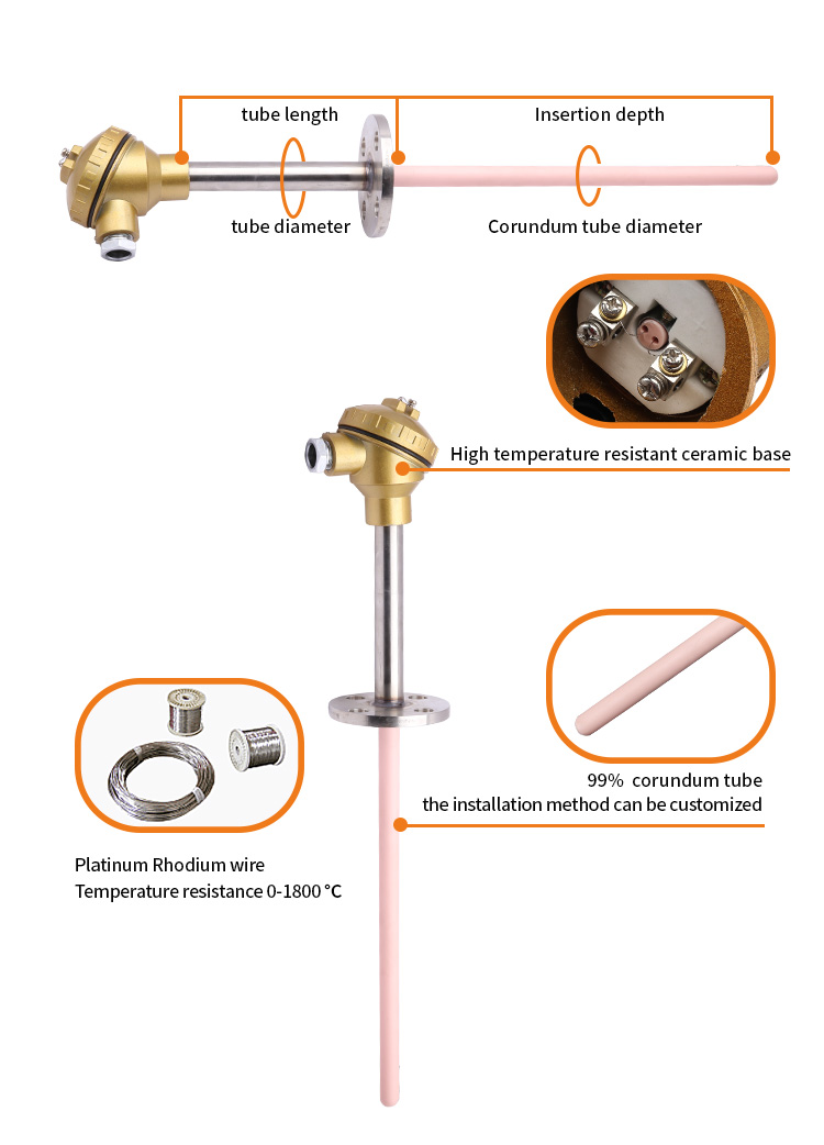 Thermowell s/b/r type high temperature sensor thermocouple with Flange