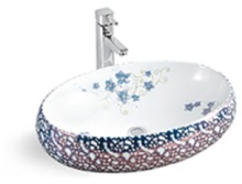 Beautiful Flower Pattern Above Counter Art Basin