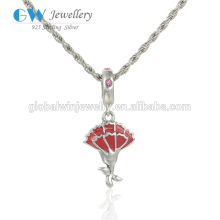 Beautiful Enamel Pendant Women Silver Charm Nature Stone Silver Charm