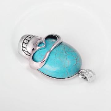 Turquoise Semi Precious stone Skull Alloy Pendant