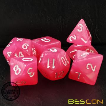 Bescon Moonstone Würfel Set Peachy, Bescon Polyhedral RPG Würfel Set Moonstone Effect