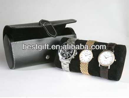 hot sale genuine leather wrist watch storage box, genuine leather glasses case, genuine leather watch & glasses holder