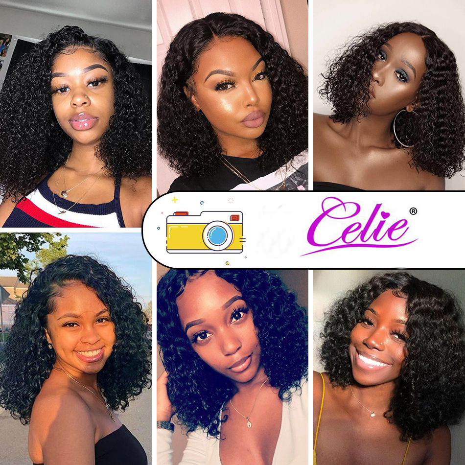 Brazilian Cuticle Aligned Hair 8 inch Short Curly BOB Human Hair 13x4 Lace Front Wig BOB Swiss HD Lace Frontal Wig