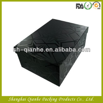 black shoe box / paper box with UV finish, paper box