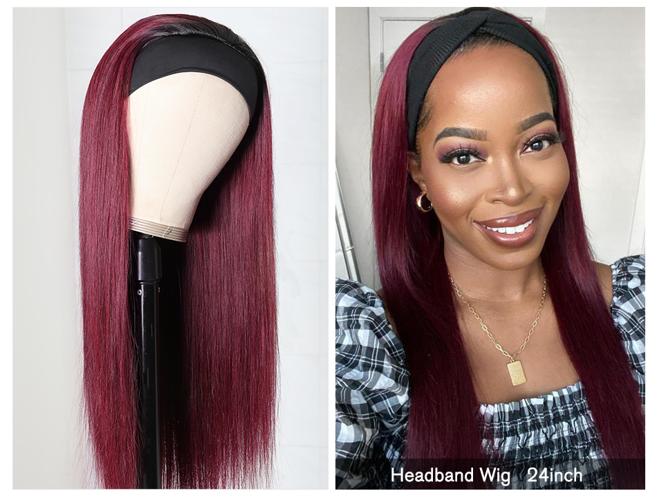 SPARK Headband Wigs Human Hair Straight Glueless None Lace Front Wigs Brazilian Virgin Hair Straight Human Hair Headband Wigs