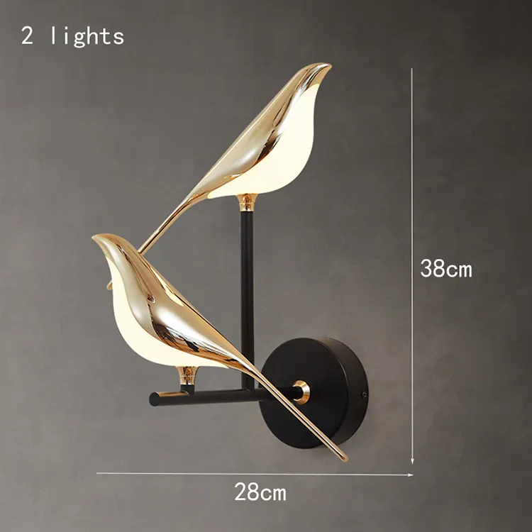 Nordic Magpie Bird LED Wall Lamp for Bedroom Decor