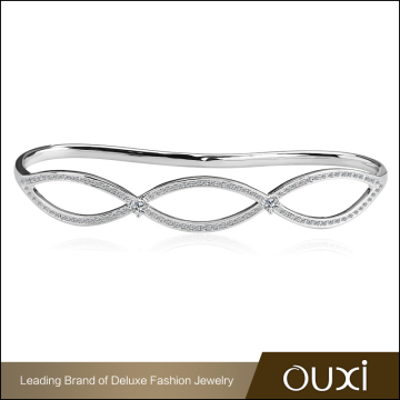 High Quality Cheap 18K Rhodium Plated Copper Alloy Bangle with CZ