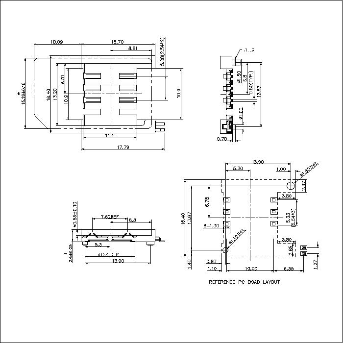 SIM series 6Pin with boss 2.60mm height Short foot with switch connector ATK-SIM6X260A021