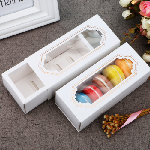 Cửa sổ rõ ràng tùy chỉnh năm bao bì macaron hộp màu trắng