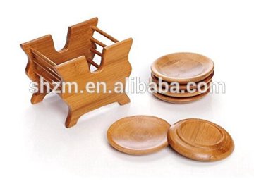 Natural Bamboo Collection 6-Piece Mug and Coaster Set With Holder