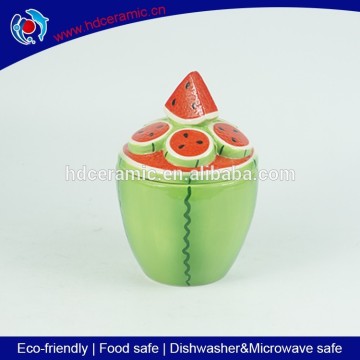 Popular hand making watermelon ceramic candy & cookie jar, ceramic fruit jar, ceramic storage jar
