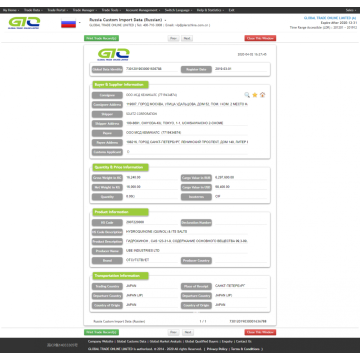 Datos comerciales de Hydroquinone-Rusia