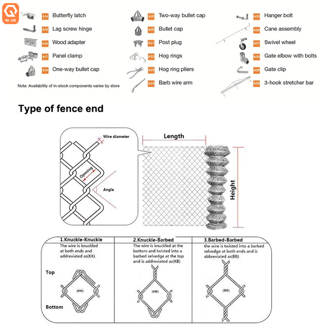 ASTM A392 wholesale 8 foot galvanized gates fittings post 36 inch chain link fence for industrial property