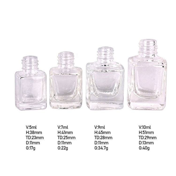 5ml Square shape glass nail polish bottle with black cap