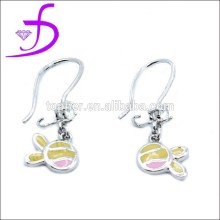 Rabbit shape silver earring baked enamel