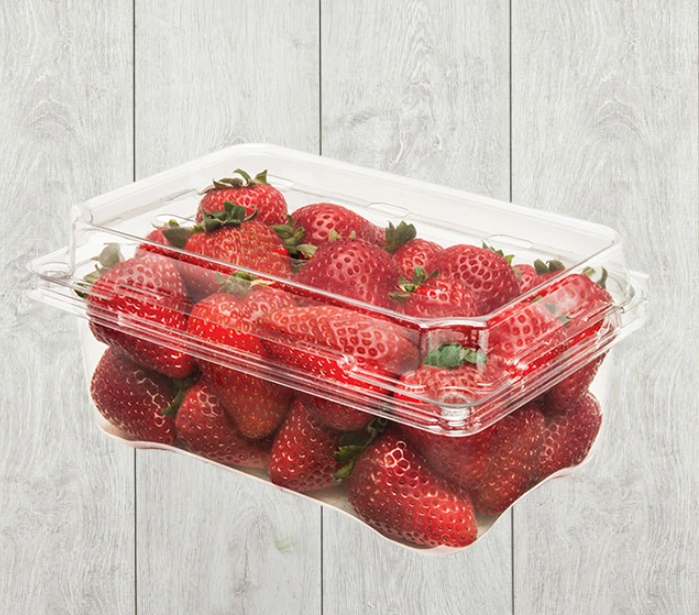 Disposable plastic fruit clamshell packaging box