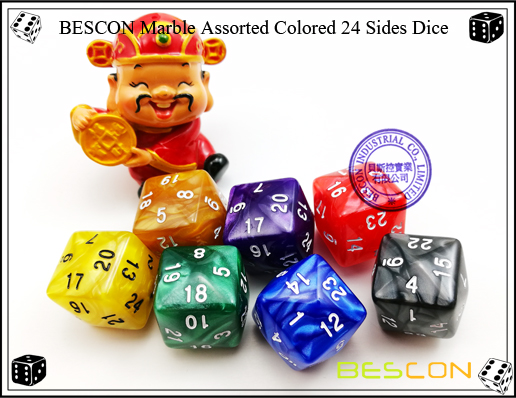 BESCON Marble Assorted Colored 24 Sides Dice