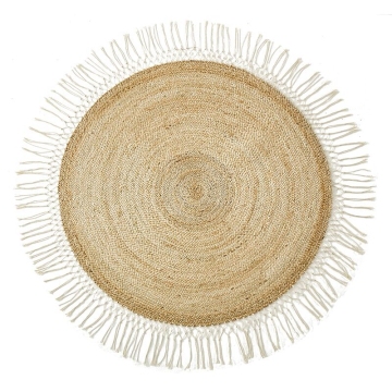 hand woven round hemp jute rugs with tassels