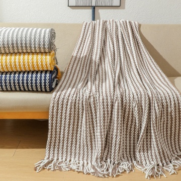Chenille Chunky Throw Knit Blanket with Tassels