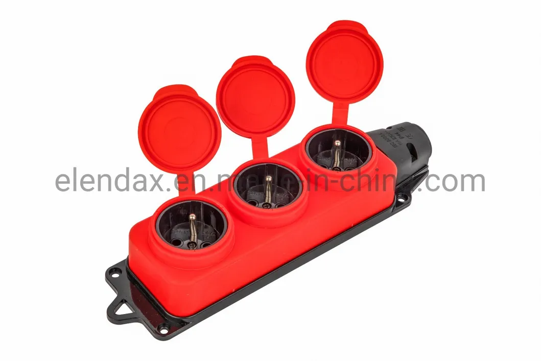 Немецкая 2-контактная электрическая водонепроницаемая розетка переменного тока, черная, синяя, оранжевая, красная, резиновая, 16 А, 250 В, с крышкой