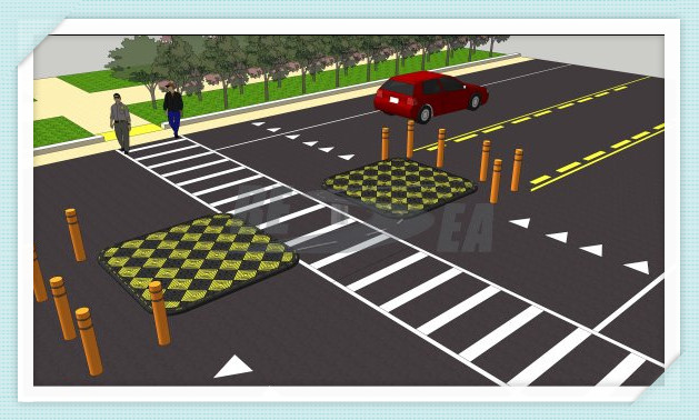 Black & Yellow Rubber Traffic Pedestrian Crossing Island (DH-PCI)