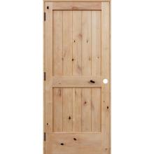 Rustic Unfinished 2-Panel V-Groove  Interior Door