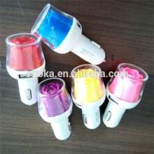 Wholesale 5V3.1A dual USB mobile phone car charger with colorful rose LED for iphone 6 samsung portable charger, car charger