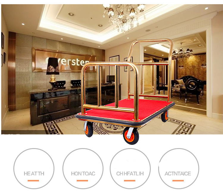 Best Choice High Quality Popular Design Titanium Gold Plated Hotel Luggage Cart Bellman Cart Trolley service