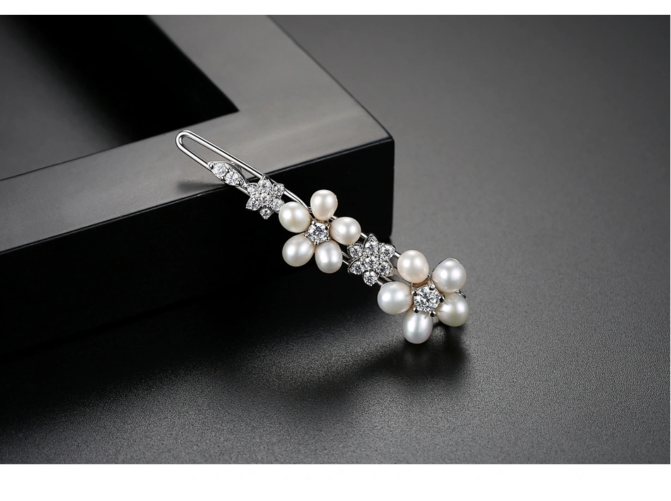 Luxury Freshwater Pearls Flower CZ Bridal Hair Clips Hair Accessories