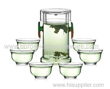 Hand Blown Pyrex Glass Green Teas Teaware Sets 