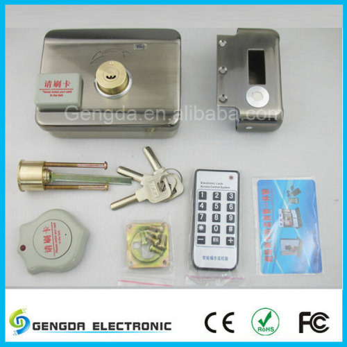 12V DC electric remote control door security locks with double cylinder