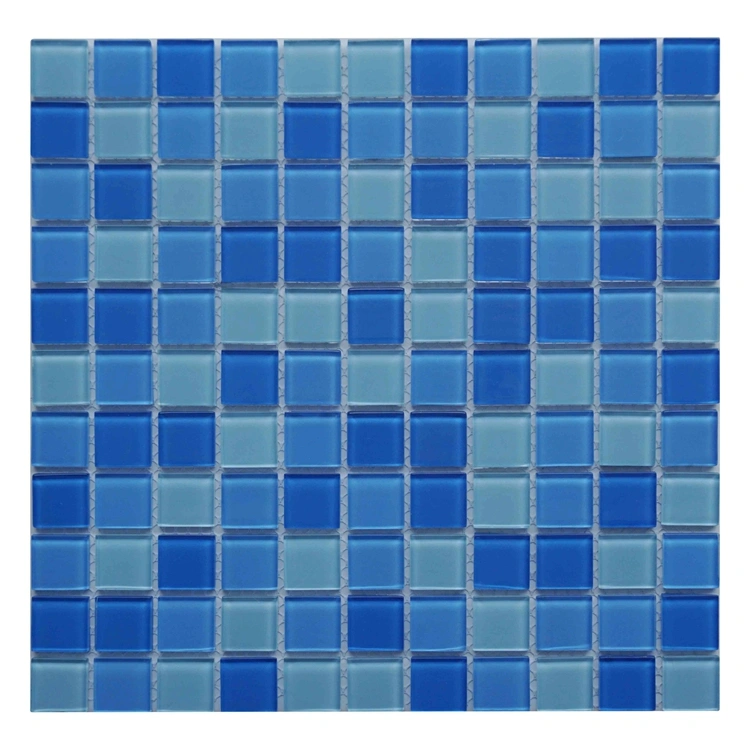 Hotel Villa Project Blue Glass Mosaic Floor Tile Price for Bathroom