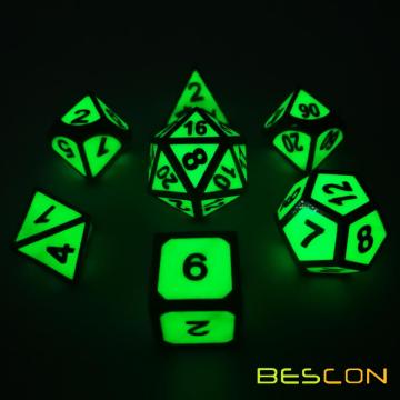 Super Glow in Dark Metal Polyhedral D&D Dice