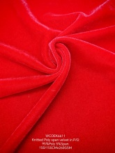 Knitted poly span velvet fabric in solid colors