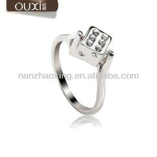 OUXI with Austrian Crystal girls imitation silver gemstone ring