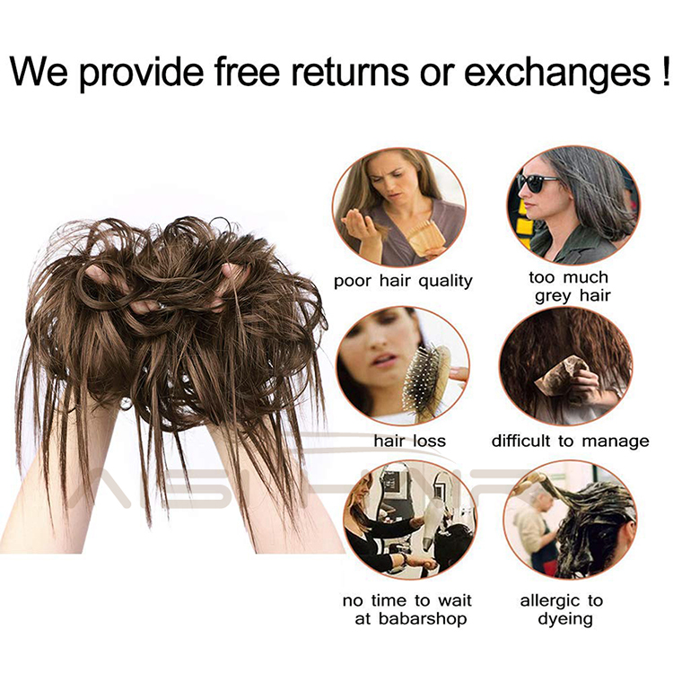 Aisi Hair Donut Brown Synthetic Curly Chignon Bun Pad Chignon Elastic Band Ribbon Ponytail Rope Rubber Hair Extension For Women