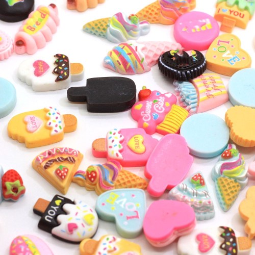 Multi Designs mignon nourriture sucrée dos plat résine Cabochon gâteau Biscuit beignets bonbons embellissements pour Scrapbooking bricolage poupées