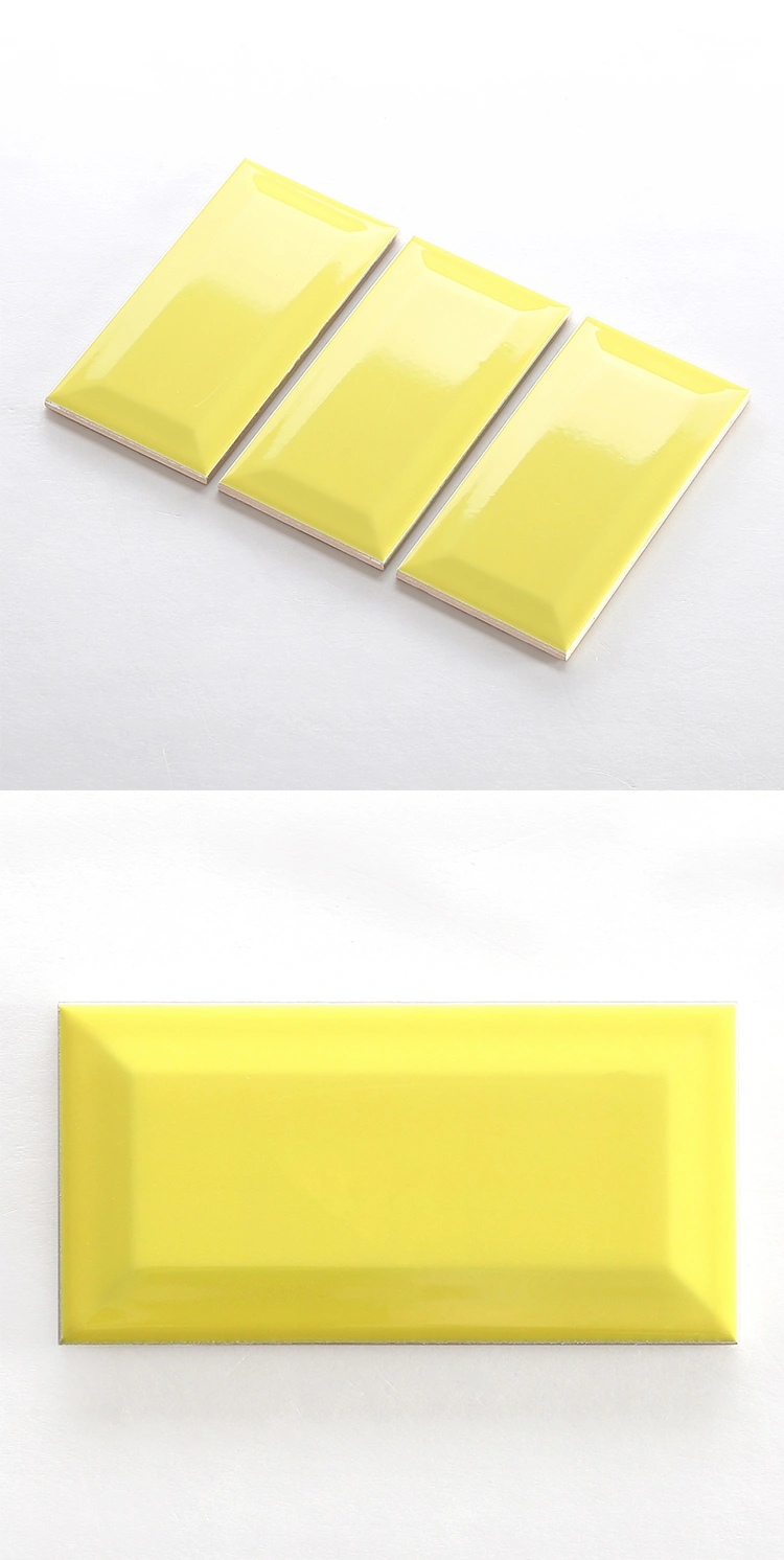 Bathroom Fashion Design Bright Lemon Yellow Color Bevelling Subway Tile