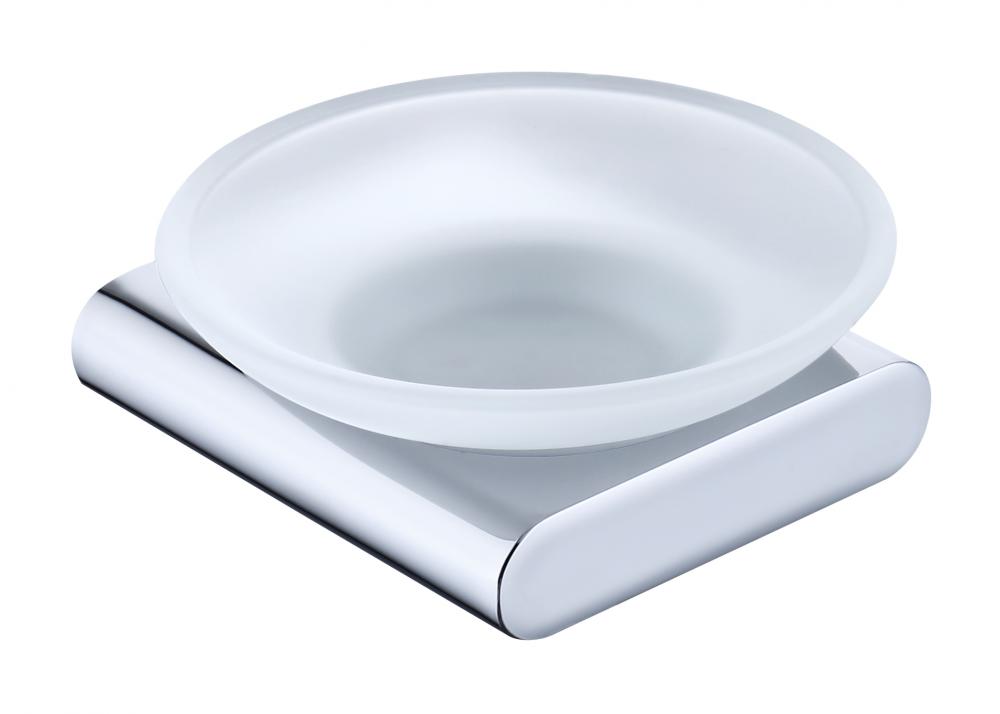 Frosted Glass Soap Dish With Zinc Alloy Holder