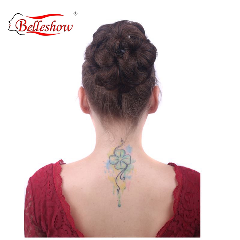 Hot sell white hair chignon toupet per chignon for women curly chignon synthetic hair bun