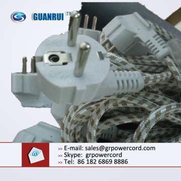 nylon braided power cord, europe schuko power cable, euro power cord